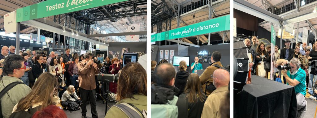 Trois photos du stand edaaPix au Salon de la Photo 2025